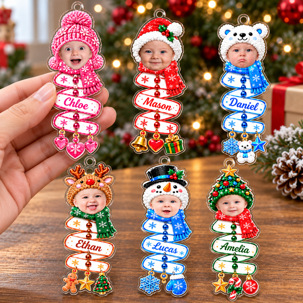 Personalized Baby Photo Christmas Ornament Custom Name Holiday Keepsake - product view 2