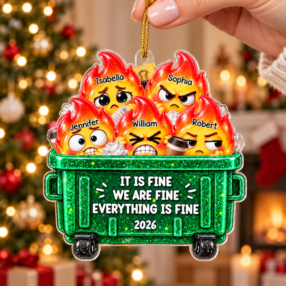 Personalized Dumpster Fire Family Ornament Custom Names Funny Christmas Gift - product view 2