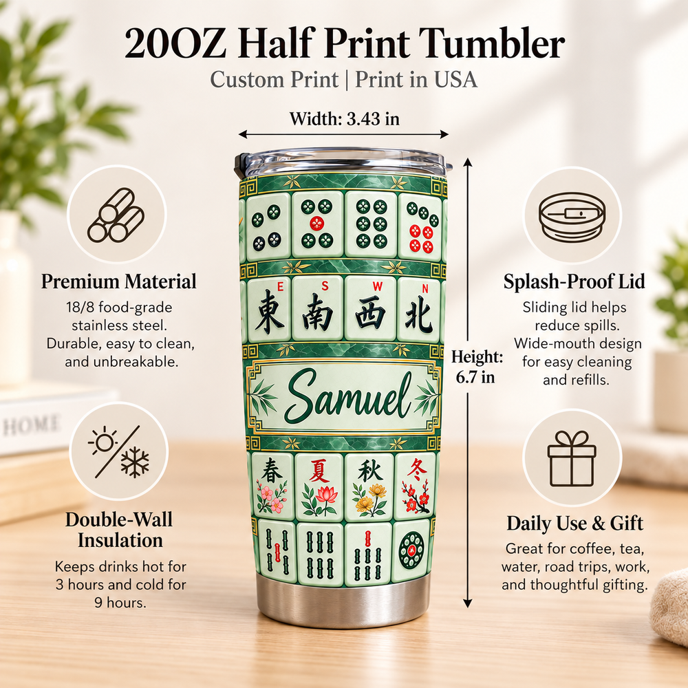 Green Mahjong Tile Tumbler - product detail 2