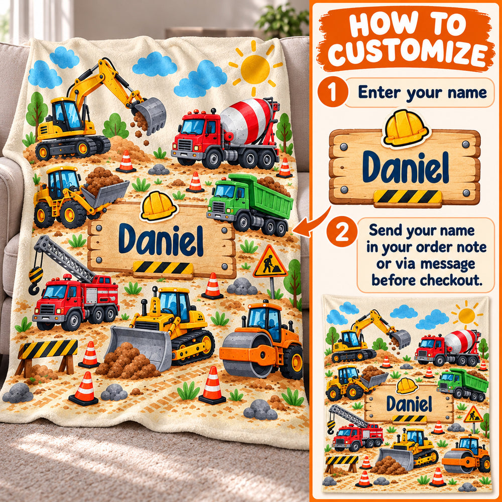 Construction Site Name blanket - how to personalize