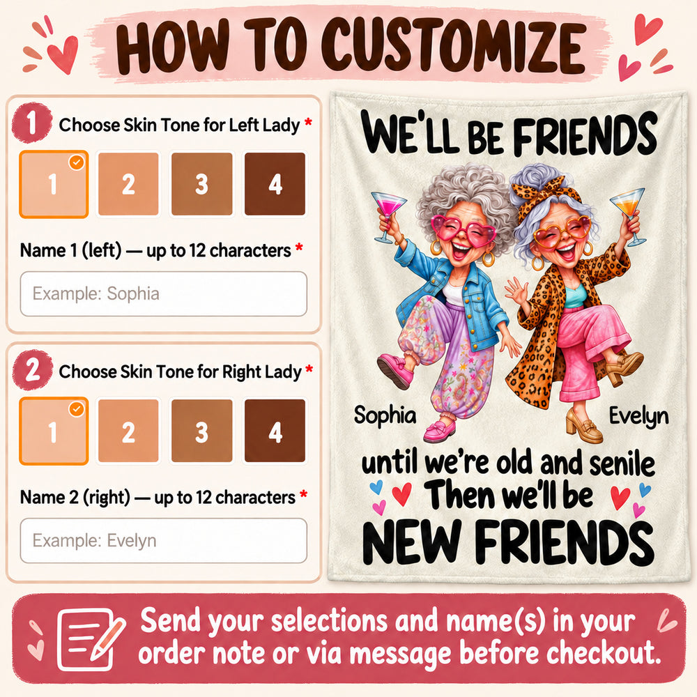 Funny Old Friends Dancing blanket - how to personalize