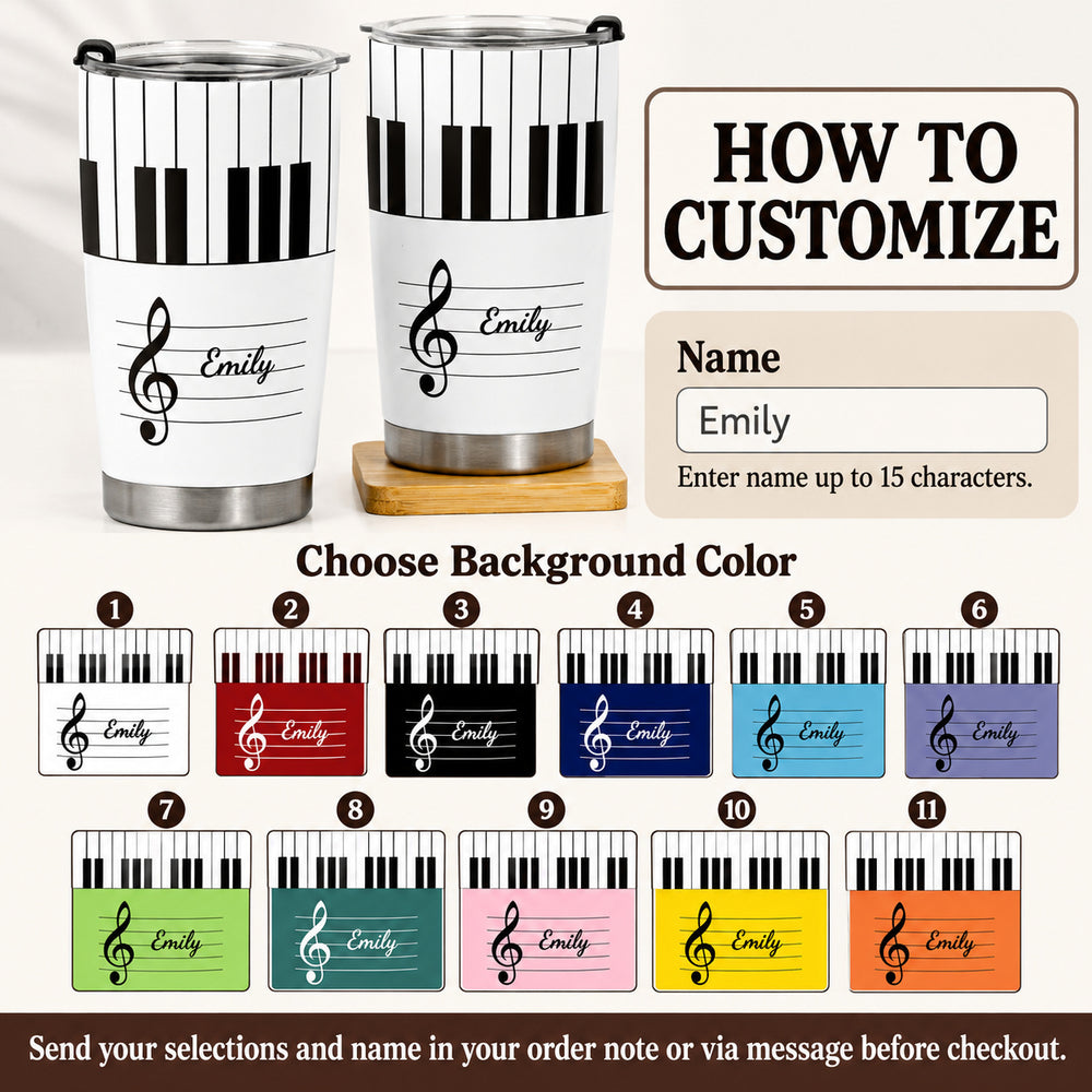 Piano Keys Name tumbler - how to personalize