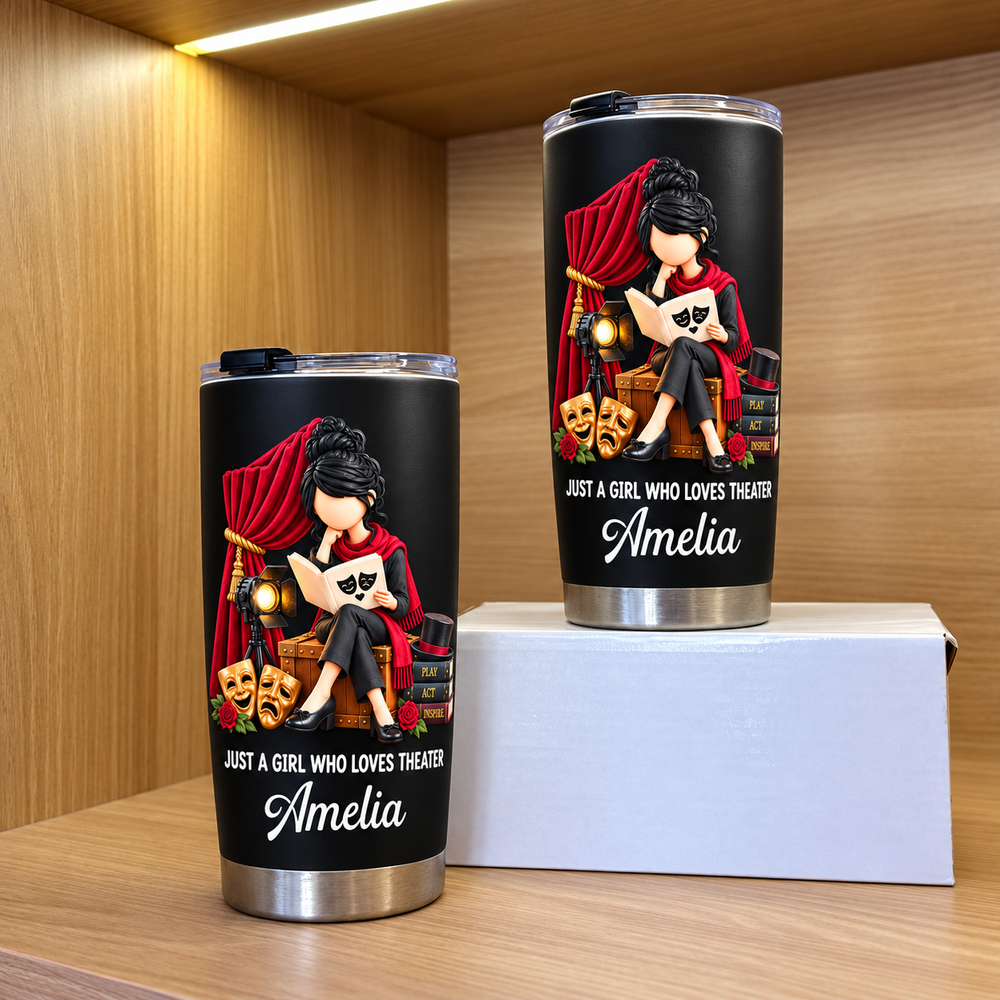 Personalized Theater Girl Tumbler Custom Name Drama Lover Gift - product view 2