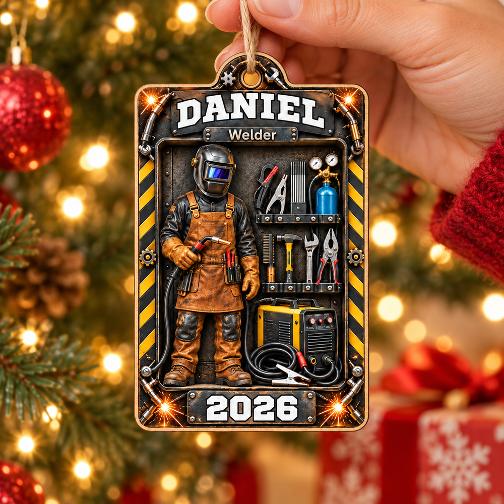 Personalized Welder Wood Ornament Custom Name Year Christmas Gift - product view 2