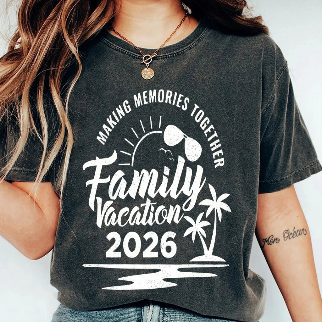 BojjiCo Matching Family Vacation 2026 Shirt Making Memories Together Unisex T-Shirt For Men Women Kids Retro Nostalgic Beach Squad Tee Olive Green White Cotton Summer Trip Holiday Travel Gift Custom Cruise Crew Top
