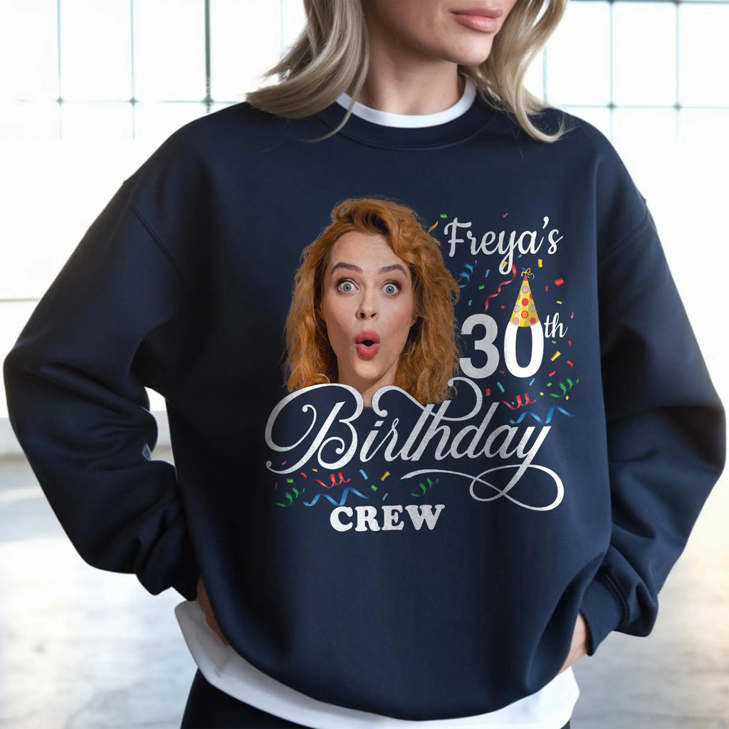 BojjiCo Custom 30th Birthday Photo T-Shirts Matching Party Group Shirts For Men Women Funny Custom Face Shirt Crew Aesthetic 1996 Vintage Birthday T-Shirt Cotton Tee Personalized Gag Gift Milestone Celebration Apparel