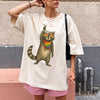 Bojjico Raccoon Pride LGBT Shirt Oversized Graphic Tee Top Women's Y2K Casual Streetwear Funny Novelty Cream Off-White Cotton Blend LGBTQ Support Equality Shirt Pride Month Rainbow Flag Summer Short Sleeve Basic T-Shirt
