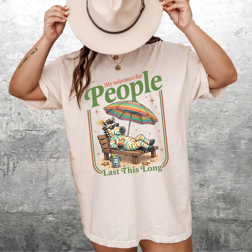 Bojjico My Tolerance For People Graphic Tee Women's Oversized Loose Basic T-Shirt Retro Funny Sarcastic Introvert Summer Casual Tops Butter Yellow Soft Cotton Blend Novelty Vacation Beach Shirt Y2K Vintage Aesthetic Streetwear