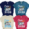 Bojjico Custom Cruise Squad 2026 Family Matching T-Shirts Vacation Group Cotton Tees Tropical Nautical Aesthetic Red Pink Navy White Personalized Holiday Apparel Ship Wheel Ocean Getaway Souvenir Shirts For Men Women Kids