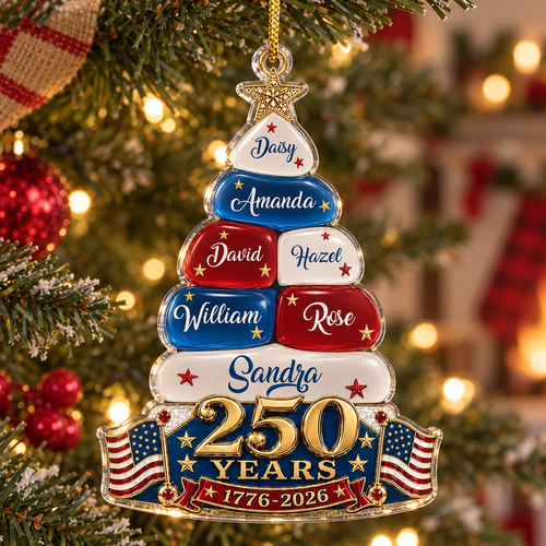 250 Years 1776-2026 America Semiquincentennial Ornament Personalized Patriotic Christmas Tree Decor  available at our Austin, Texas warehouse