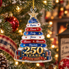 Customer in Austin, Texas wearing 250 Years 1776-2026 America Semiquincentennial Patriotic Christmas Tree Ornament Personalized Family