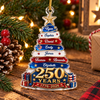 250 Years 1776-2026 America Semiquincentennial Patriotic Christmas Tree Ornament Personalized Family available at our Austin, Texas warehouse