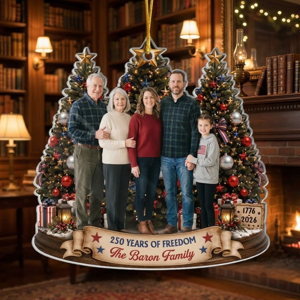 250 Years of Freedom 1776 2026 Ornament Personalized America 250th Anniversary Family Christmas Keep on a hanger, ready to ship from Austin, Texas