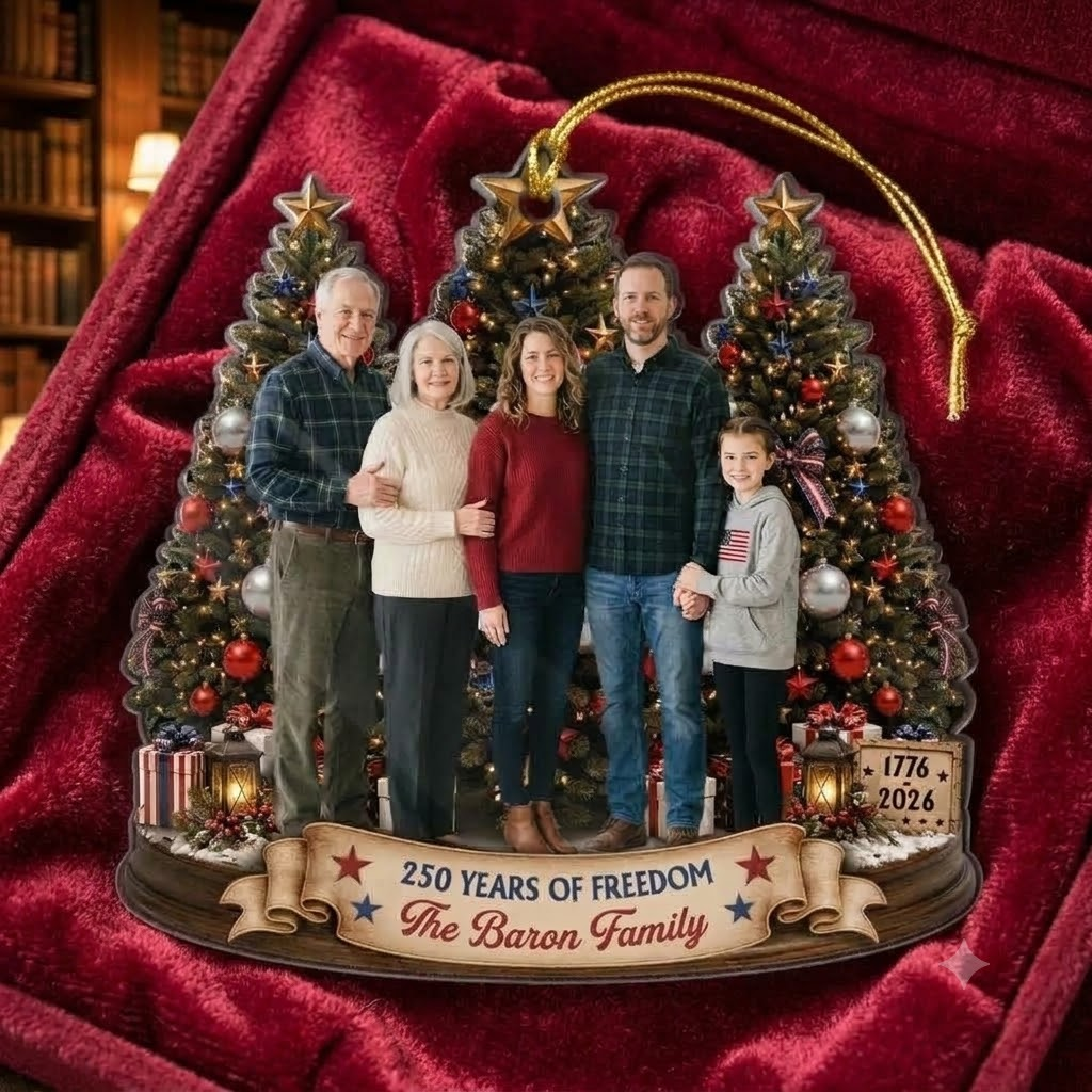 250 Years of Freedom 1776 2026 Ornament Personalized America 250th Anniversary Family Christmas Keep available at our Austin, Texas warehouse