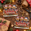 Customer in Austin, Texas wearing 250 Years of Freedom Ornament 1776-2026 Patriotic Reindeer Sleigh Acrylic Christmas Tree Decor