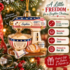 Customer in Austin, Texas wearing 250th Years Of Freedom Sourdough Makes Life Better Christmas Ornament Patriotic Baking Gift