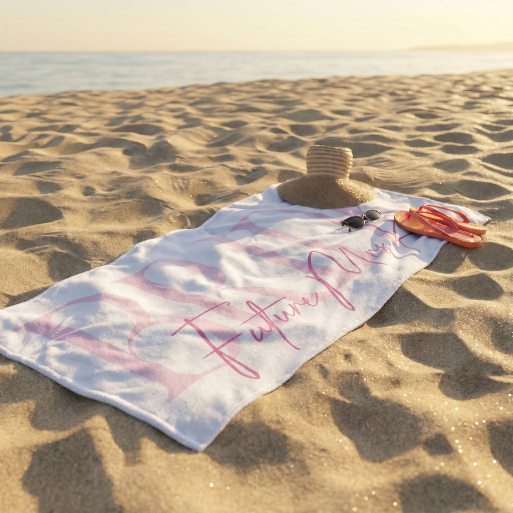 Bojjico Custom Personalized Future Mrs Bride Beach Towel for Women Elegant Coastal Aesthetic Light Blue Pool Towel Bachelorette Party Favor Bridal Shower Gift Honeymoon Travel Essential Summer Vacation Accessory Quick Dry