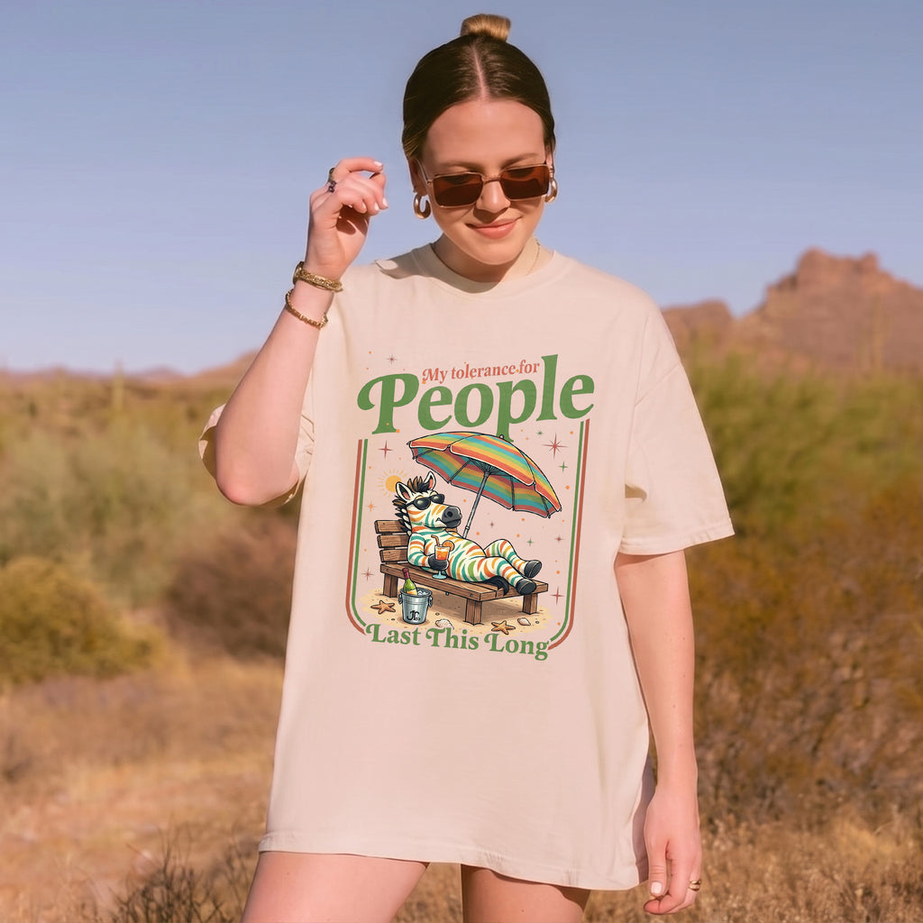 Bojjico My Tolerance For People Graphic Tee Women's Oversized Loose Basic T-Shirt Retro Funny Sarcastic Introvert Summer Casual Tops Butter Yellow Soft Cotton Blend Novelty Vacation Beach Shirt Y2K Vintage Aesthetic Streetwear