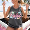 BojjiCo Trendy Beachin' Tank Graphic Tee For Women Coastal Aesthetic Tropical Coquette Violet Washed Cotton Summer Vacation Top Womens Beach Shirts Retro Neon Trendy Stripes Fit Festival Wear