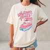 Whatever Floats Your Boat T-Shirt Graphic Tee Preppy Coastal Summer Oversized Fit Short Sleeve Crewneck T-Shirt Pink Blue Pontoon Boat Design Lake Days Vacation Top Floats Your Boat Graphic Top