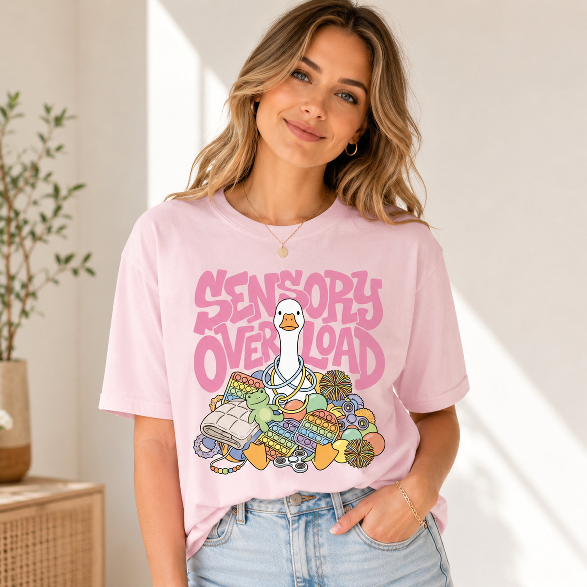 BojjiCo Sensory Overload Silly Goose Back To School T-Shirt for Neurodivergent Adults Y2K Retro Pastel Aesthetic Funny Meme Light Blue Soft Cotton Comfort Tee Overstimulated Introvert ADHD Anxiety Autism Mental Health Awareness Gift