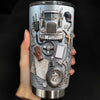 Customer in Austin, Texas wearing 3D Trucker Semi Truck Tumbler, Personalized Custom Name Stainless Steel Tumbler, Truck Driver Gift f