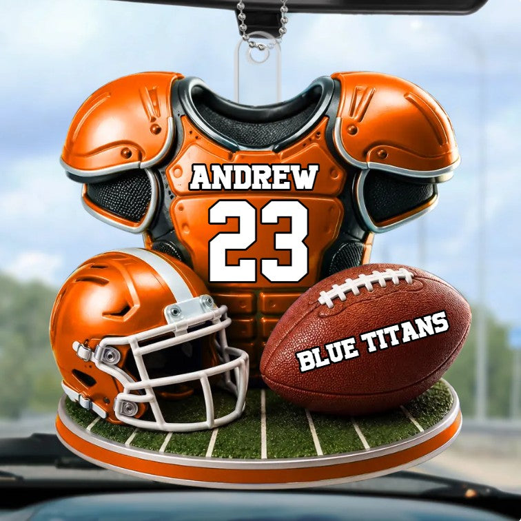 Personalized Football Player Name and Number Car Hanging Ornament Team Gift
