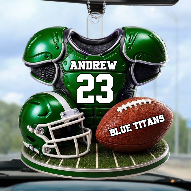 Personalized Football Player Name and Number Car Hanging Ornament Team Gift