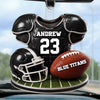 Personalized Football Player Name and Number Car Hanging Ornament Team Gift