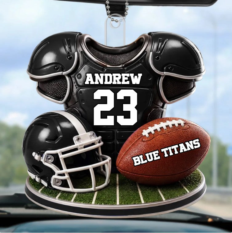 Personalized Football Player Name and Number Car Hanging Ornament Team Gift