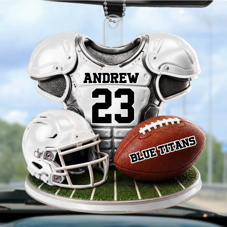 Personalized Football Player Name and Number Car Hanging Ornament Team Gift