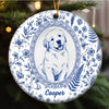 Custom Pet Portrait Floral Ceramic Christmas Ornament Personalized Dog and Cat Keepsake