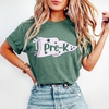 BojjCo Retro Custom Teacher Team Pennant Flag T-Shirt For Educator And Counselor Coquette Bow Aesthetic Garment Dyed Cotton Vintage Back To School Spirit Crewneck Graphic Top Casual Friday Matching Group Outfit