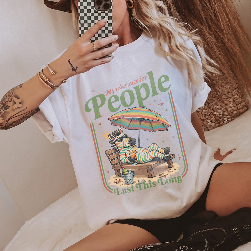 Bojjico My Tolerance For People Graphic Tee Women's Oversized Loose Basic T-Shirt Retro Funny Sarcastic Introvert Summer Casual Tops Butter Yellow Soft Cotton Blend Novelty Vacation Beach Shirt Y2K Vintage Aesthetic Streetwear