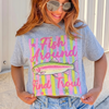 BojjiCo Fish Around Find Trout Lake Day Girl Trip Meme Graphic T-Shirt For Women And Men Preppy Retro Funny Aesthetic Cotton Colorful Rainbow Fish Print Outdoor Bass Fishing Lover Apparel Perfect Novelty Gift For Anglers Summer Casual Top