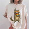 Bojjico Raccoon Pride LGBT Shirt Oversized Graphic Tee Top Women's Y2K Casual Streetwear Funny Novelty Cream Off-White Cotton Blend LGBTQ Support Equality Shirt Pride Month Rainbow Flag Summer Short Sleeve Basic T-Shirt