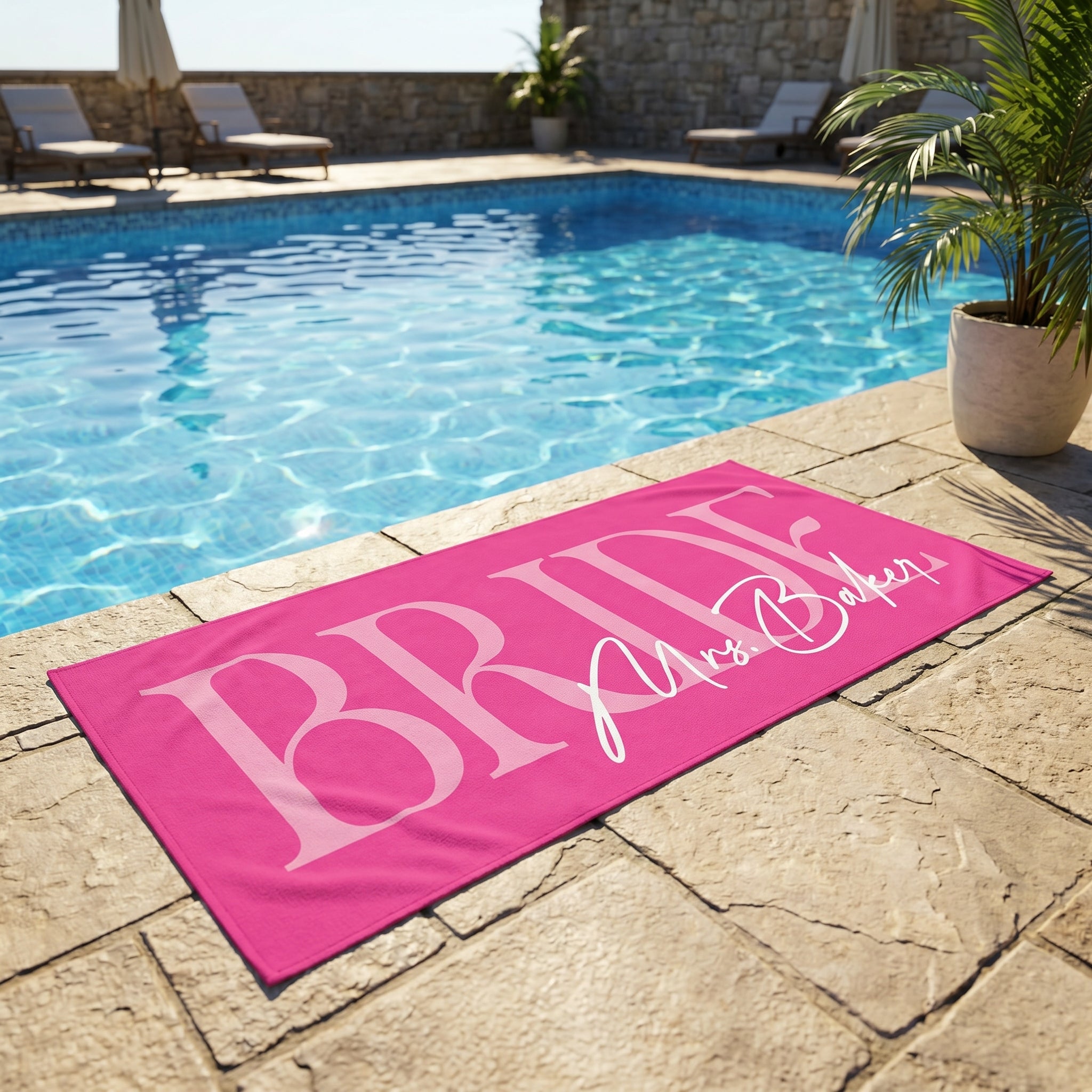 Bojjico Custom Personalized Future Mrs Bride Beach Towel for Women Elegant Coastal Aesthetic Light Blue Pool Towel Bachelorette Party Favor Bridal Shower Gift Honeymoon Travel Essential Summer Vacation Accessory Quick Dry
