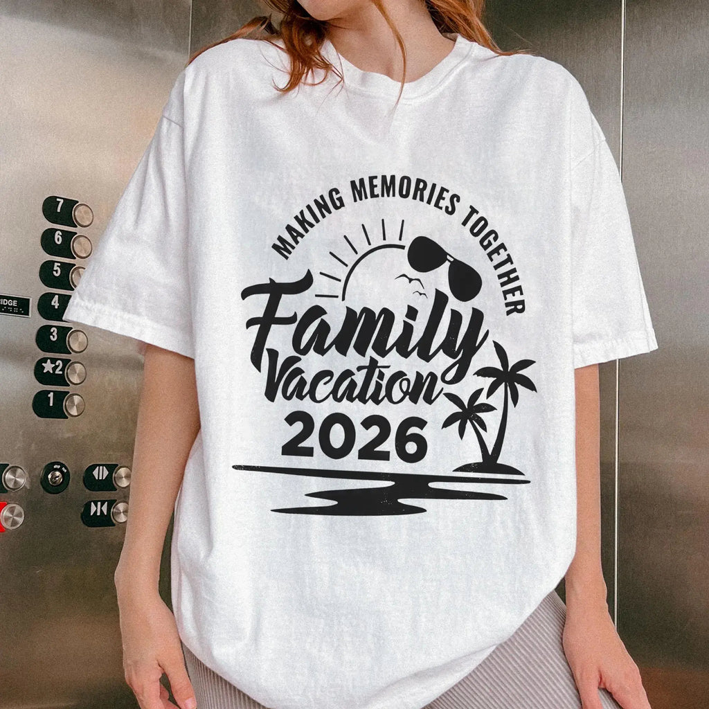BojjiCo Matching Family Vacation 2026 Shirt Making Memories Together Unisex T-Shirt For Men Women Kids Retro Nostalgic Beach Squad Tee Olive Green White Cotton Summer Trip Holiday Travel Gift Custom Cruise Crew Top