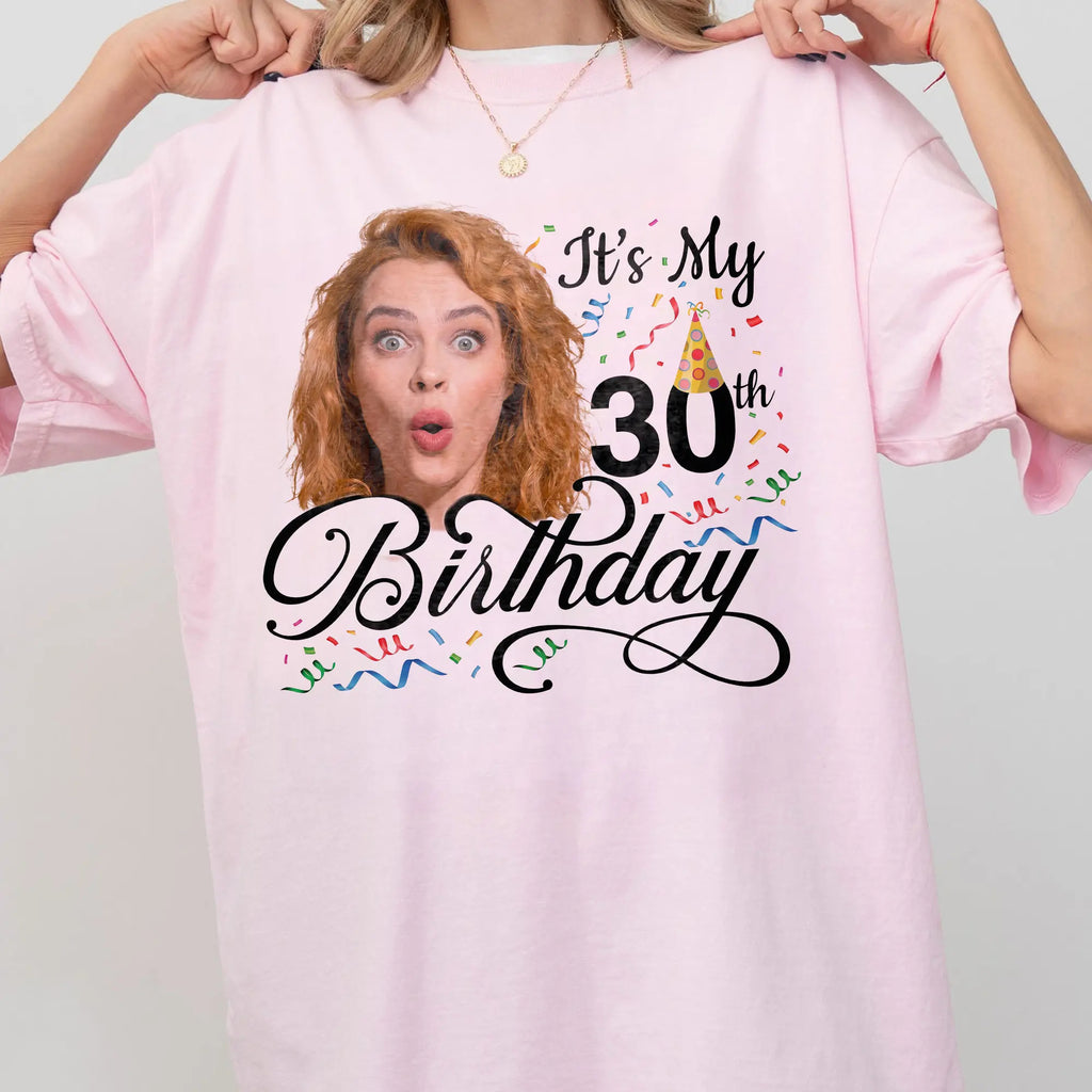 BojjiCo Custom 30th Birthday Photo T-Shirts Matching Party Group Shirts For Men Women Funny Custom Face Shirt Crew Aesthetic 1996 Vintage Birthday T-Shirt Cotton Tee Personalized Gag Gift Milestone Celebration Apparel