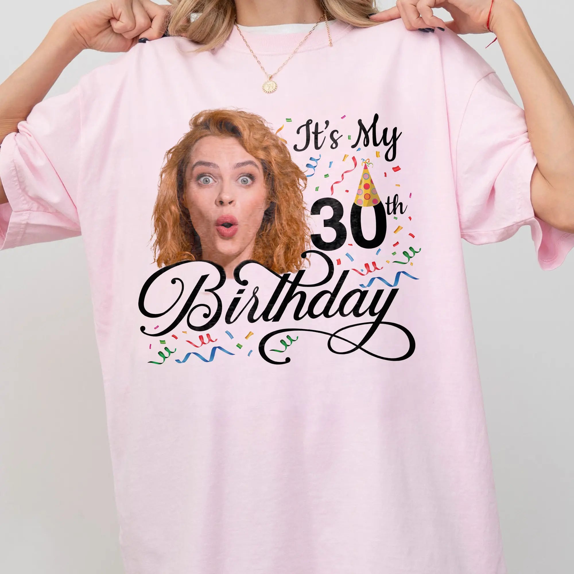 BojjiCo Custom 30th Birthday Photo T-Shirts Matching Party Group Shirts For Men Women Funny Custom Face Shirt Crew Aesthetic 1996 Vintage Birthday T-Shirt Cotton Tee Personalized Gag Gift Milestone Celebration Apparel