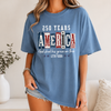 Bojjico America 250 Years God Shed His Grace On Thee Shirt Graphic T-Shirt For Women Vintage Americana Patriotic White Cotton Relaxed Fit Christian American Flag Tee 1776-2026 Semiquincentennial Fourth Of July Faith And Freedom USA Anniversary Apparel