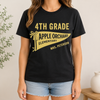 Bojjico Custom Personalized Grade And School Name Pennant Teacher Back To School Graphic T-Shirt For Educators Preppy Varsity Collegiate Coquette Aesthetic White Cotton Tee Matching School Spirit Team Outfit Appreciation Gift