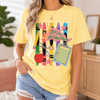 Bojjico You Can Do Hard Things Crayons Graphic T-Shirt Teacher School Counselor Women Teachercore Motivational Colorful Whimsical Retro Yellow Cotton Top Back To School Pencil Apple STAAR Testing Inspirational Gift Apparel