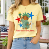 Bojjico Weenie Proud To Be An American T-Shirt for Women Patriotic Americana Dog Mom Pet Lover Short Sleeve Crew Neck Graphic Tee 4th of July Independence Day Dachshund Lovers Statue Of Liberty Cute Preppy Outfit