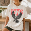 1776 Eagle Graphic Tee T-Shirt For Women Vintage Americana Retro Casual Cream Cotton Oversized Loose Fit Top 250th Anniversary American 4th of July USA Independence Day Semiquincentennial America 250 Patriotic Shirt