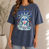 Bojjico America Statue of Liberty Graphic Tee Women's Pop Art Americana Indie Sleaze Pink Cotton Blend T-Shirt, Statue of Liberty Blowing Bubble Gum Shirt, 4th of July 250th Anniversary Outfit, Independence Day Tee America 250.
