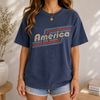 Bojjico America 250 Years Oversized Tee Retro Graphic T-Shirt For Women Y2K Streetwear Vintage Americana Purple Cotton Top 1776-2026 Semiquincentennial Patriotic Independence Day Shirt For Men And Women 4th Of July USA Flag Outfit