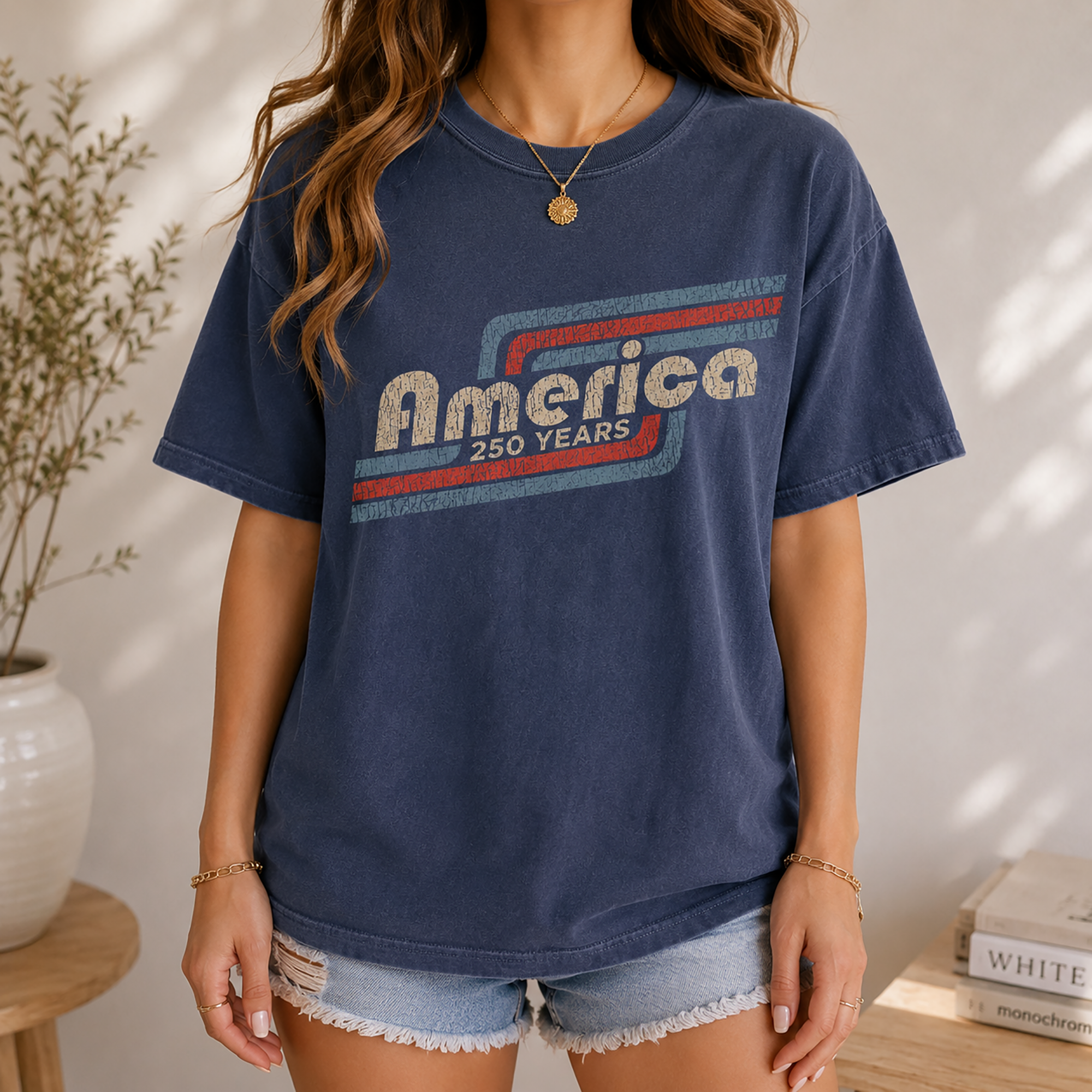 Bojjico America 250 Years Oversized Tee Retro Graphic T-Shirt For Women Y2K Streetwear Vintage Americana Purple Cotton Top 1776-2026 Semiquincentennial Patriotic Independence Day Shirt For Men And Women 4th Of July USA Flag Outfit