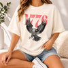 1776 Eagle Graphic Tee T-Shirt For Women Vintage Americana Retro Casual Cream Cotton Oversized Loose Fit Top 250th Anniversary American 4th of July USA Independence Day Semiquincentennial America 250 Patriotic Shirt