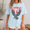 1776 Eagle Graphic Tee T-Shirt For Women Vintage Americana Retro Casual Cream Cotton Oversized Loose Fit Top 250th Anniversary American 4th of July USA Independence Day Semiquincentennial America 250 Patriotic Shirt